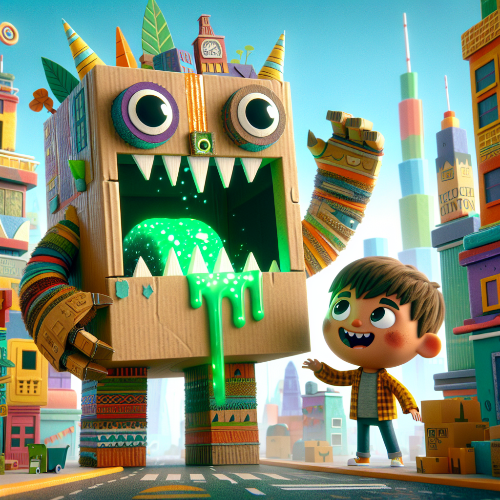 ⭐Super Silly Stories for Kids Exclusive! !⭐ Boxy the Recycled Box Monster Eats the Town! 📦👹🏙️🍴